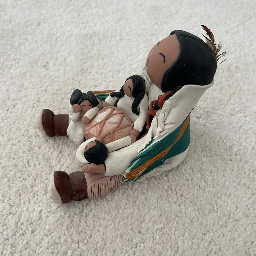 Signed piece of Native American clay folk art